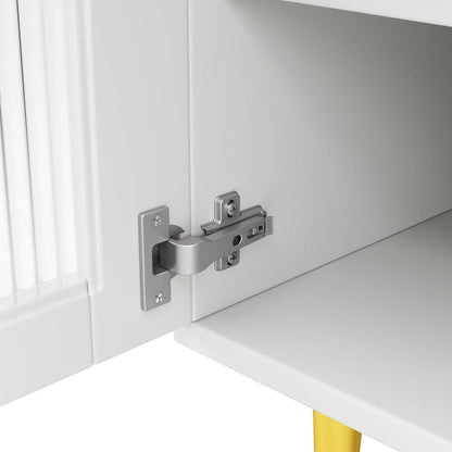 Hochschrank mit Glastür & Weinregal – Weiß mit Gold | 145x39x171cm
