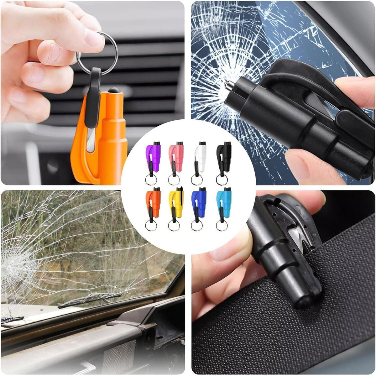 8x Auto Notfallhammer mit Gurtschneider & Glasbrecher