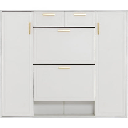 Moderner Schuhschrank mit Kippfächern & Schubladen (120x24x107)