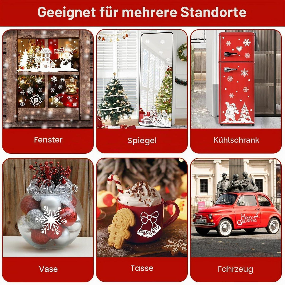 18x Fensterbilder Weihnachten – Wiederverwendbare Deko Aufkleber