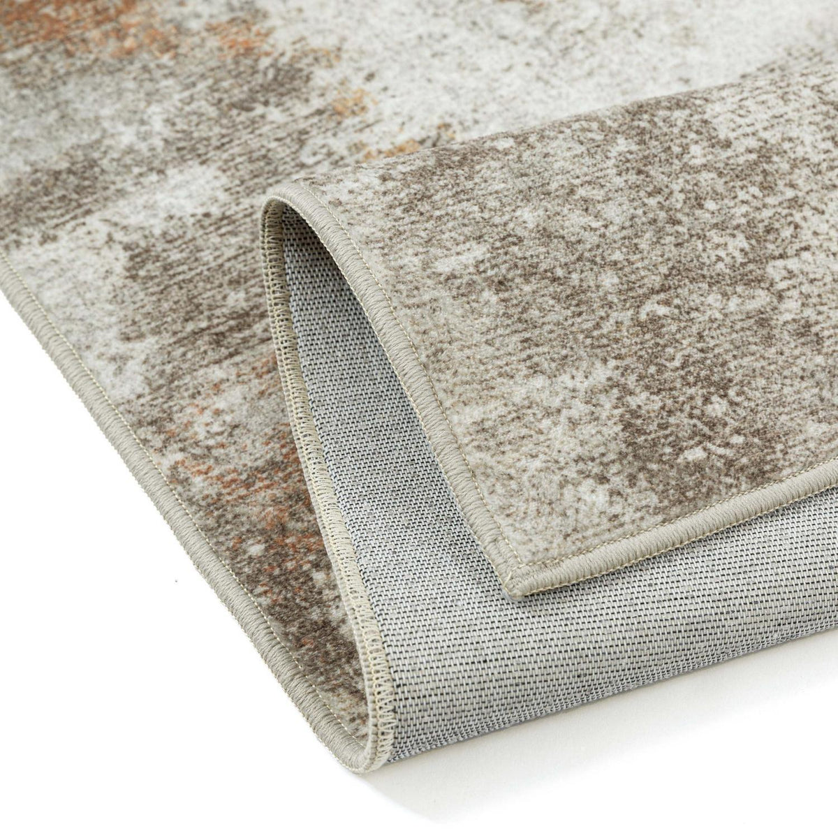 Abstraktes Wohnzimmer Teppich 240x300 cm – Vintage Orange-Grau