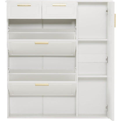 Schuhschrank mit Kippfächern & Schubladen – Weiß