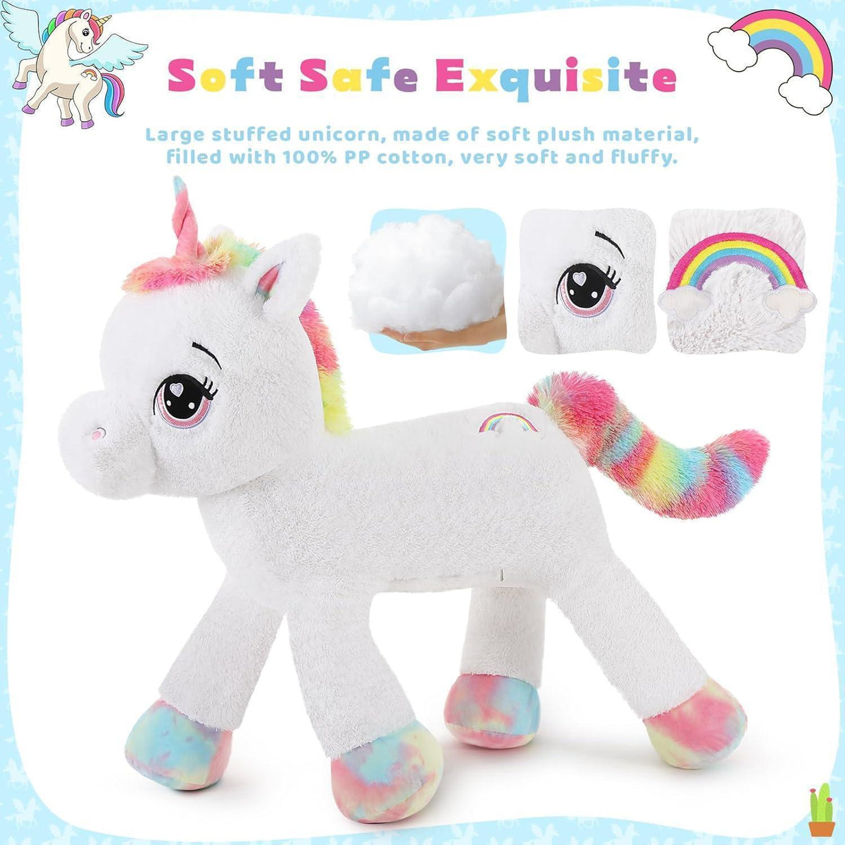 XXL Einhorn Kuscheltier 110cm - Weiches Plüschtier für Kinder