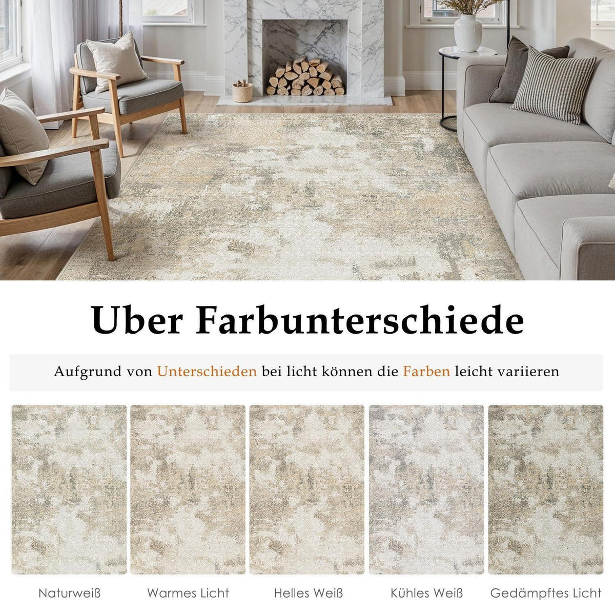 Vintage Teppich Beige 240x300 cm - Waschbar & Rutschfest