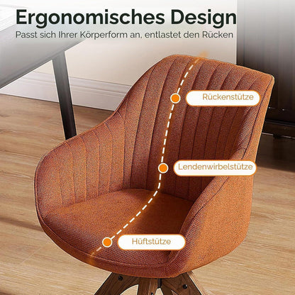 Drehbarer Esszimmerstuhl Set (2) Orange, Massivholzbeine