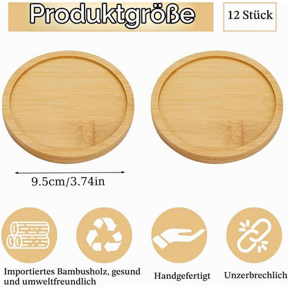 12 Holz Untersetzer Rund Bambus - Coasters zum Basteln & Verschenken