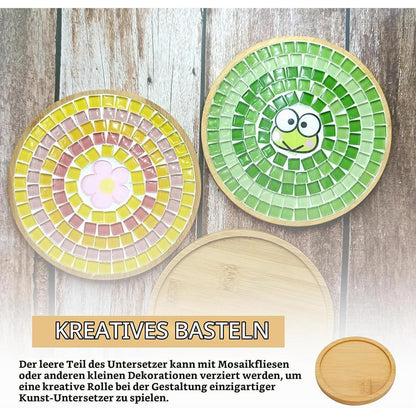 12 Holz Untersetzer Rund Bambus - Coasters zum Basteln & Verschenken