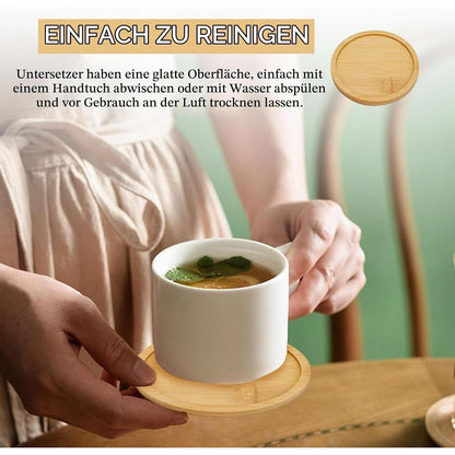 12 Holz Untersetzer Rund Bambus - Coasters zum Basteln & Verschenken