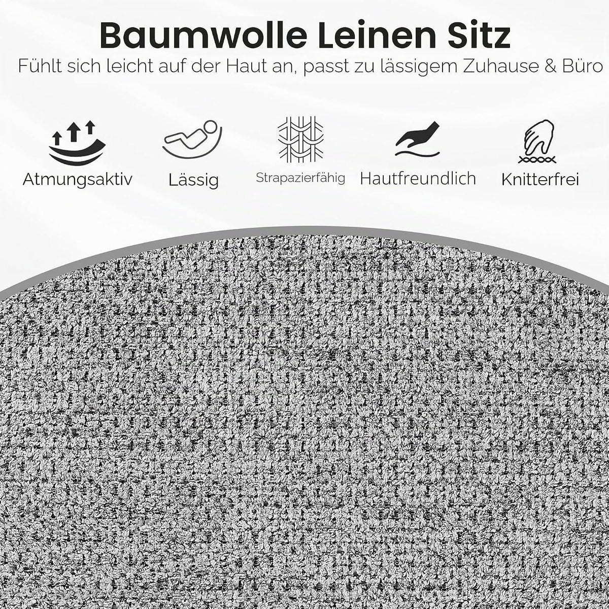 Drehbarer Esszimmerstuhl Set Grau Leinen – Komfortabler Polsterstuhl