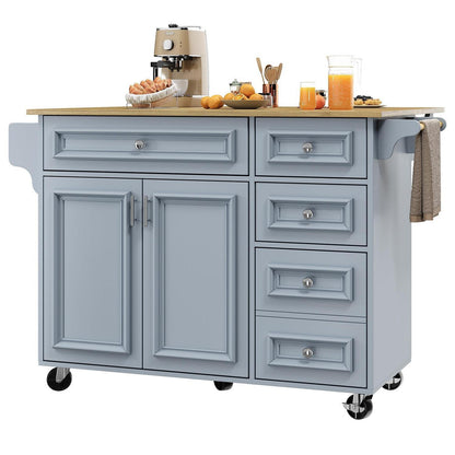 Kücheninsel 110x45cm – Vintage Servierwagen mit Stauraum, Blau