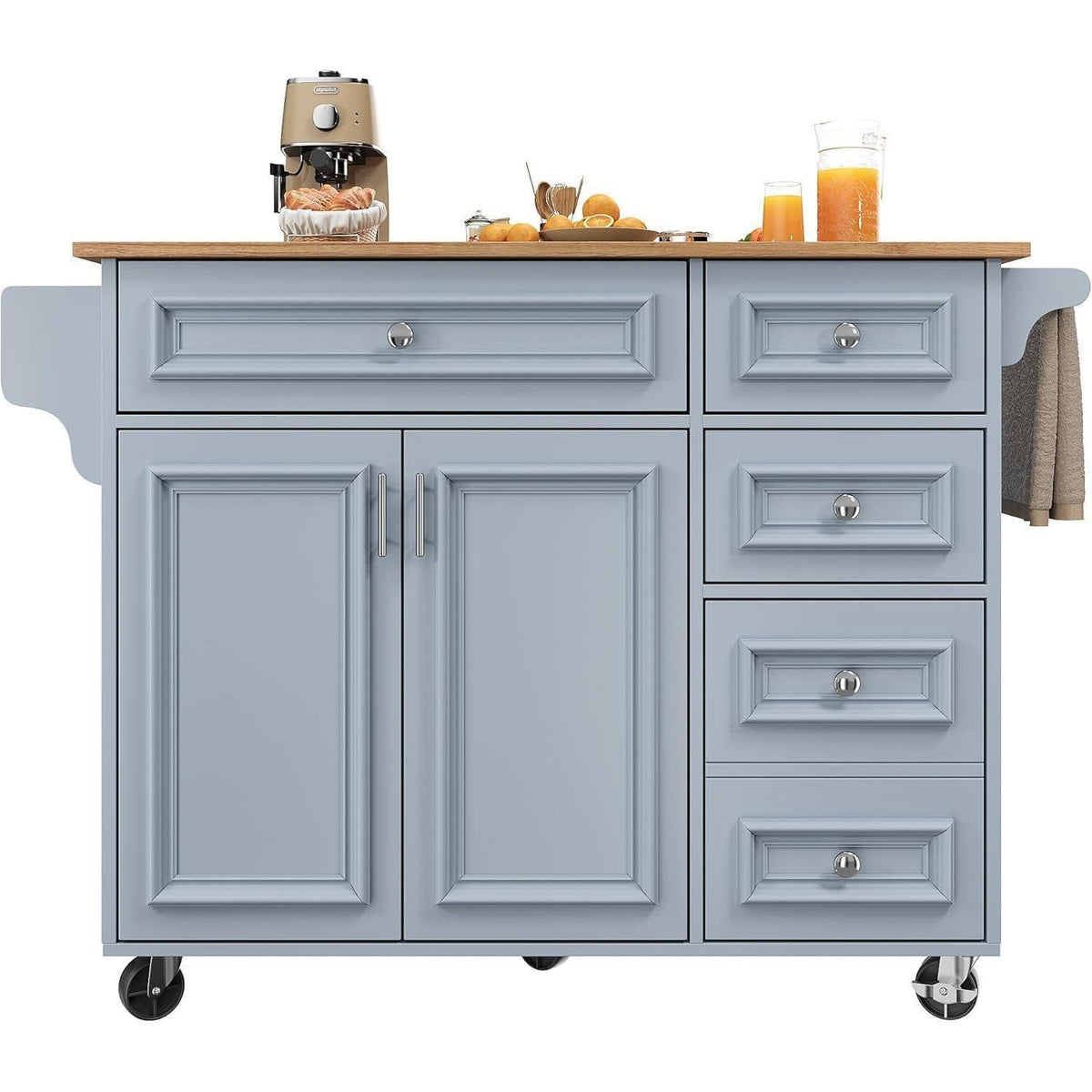 Kücheninsel 110x45cm – Vintage Servierwagen mit Stauraum, Blau