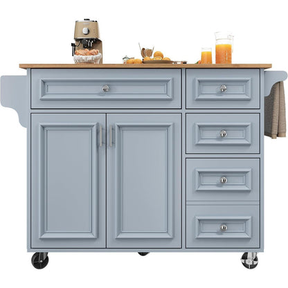Kücheninsel 110x45cm – Vintage Servierwagen mit Stauraum, Blau