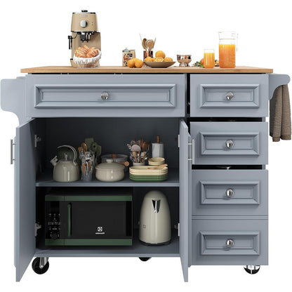Kücheninsel 110x45cm – Vintage Servierwagen mit Stauraum, Blau