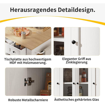 Kücheninsel mit abnehmbaren Trennwänden & Glasausstattung