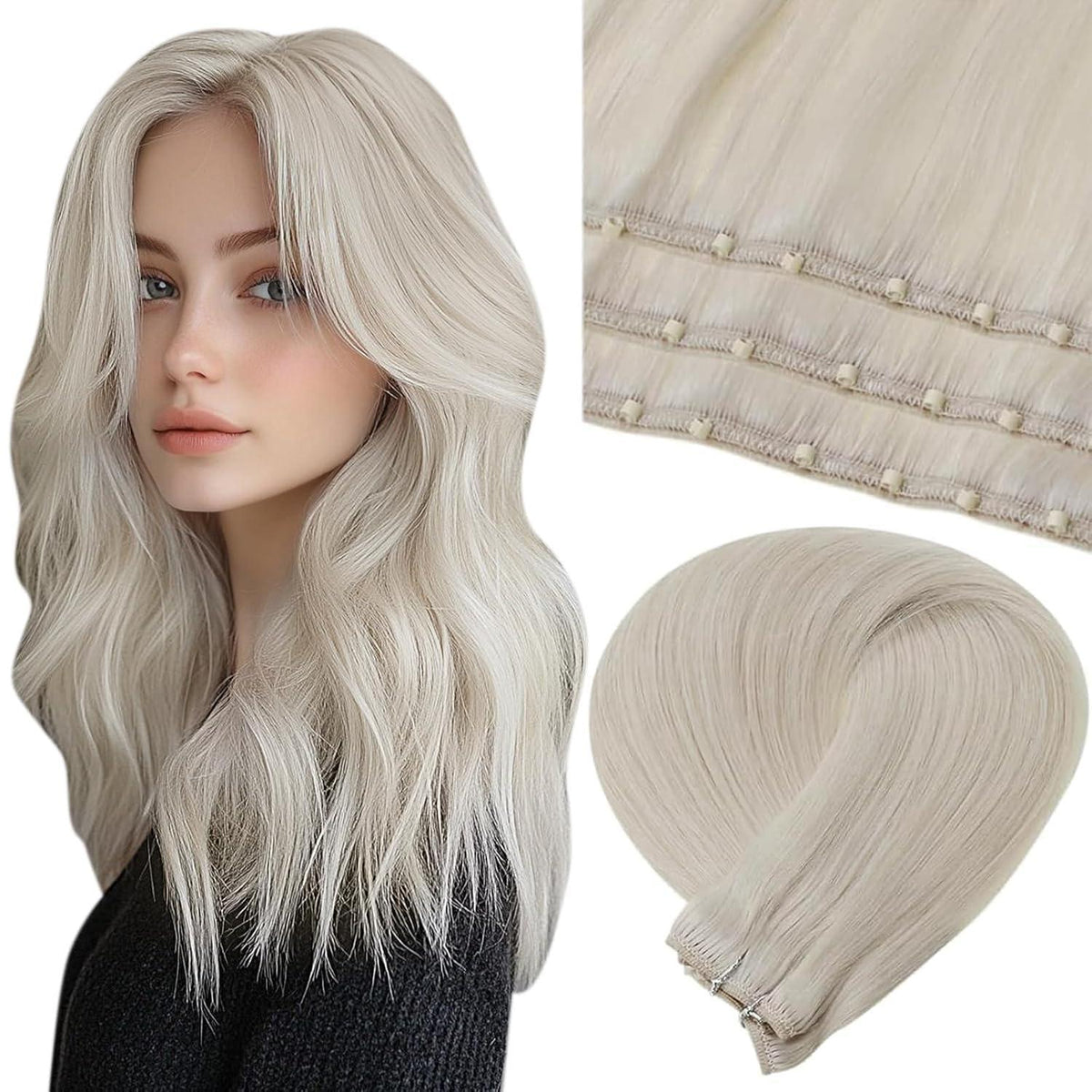 Blond Echthaar Micro Beads Extensions 55cm – 50g #60