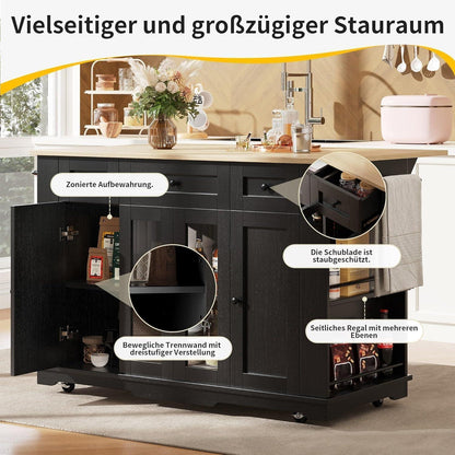 Kücheninsel mit abnehmbaren Trennwänden & Glasausstattung