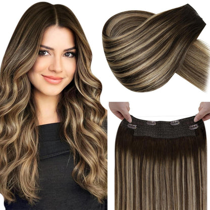 Echthaar Flip-in Extensions Braun Ombre 45cm