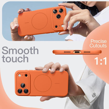 Magnetische Silikon Hülle für iPhone 17 Pro 6,3 Zoll Orange