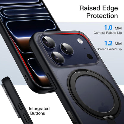 iPhone 17 Pro Hülle mit 360° Ring & MagSafe Ständer Schwarz