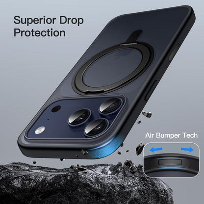 iPhone 17 Pro Hülle mit 360° Ring & MagSafe Ständer Schwarz
