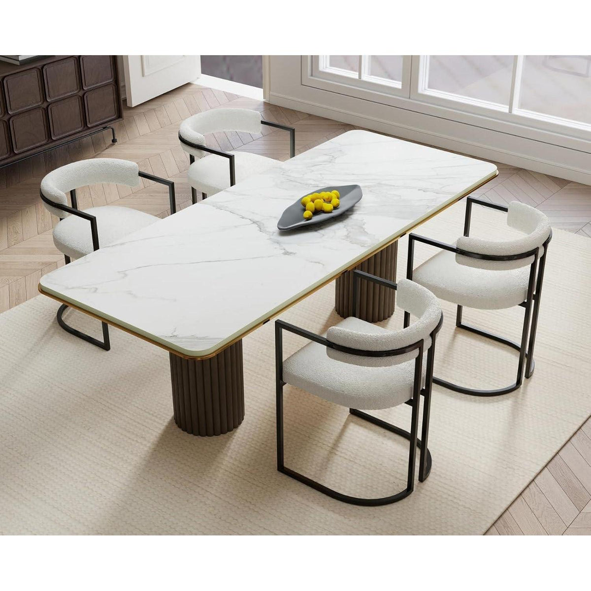 Esszimmerstühle 4er Set, Weiß - Moderne Polsterstühle mit Metallgestell