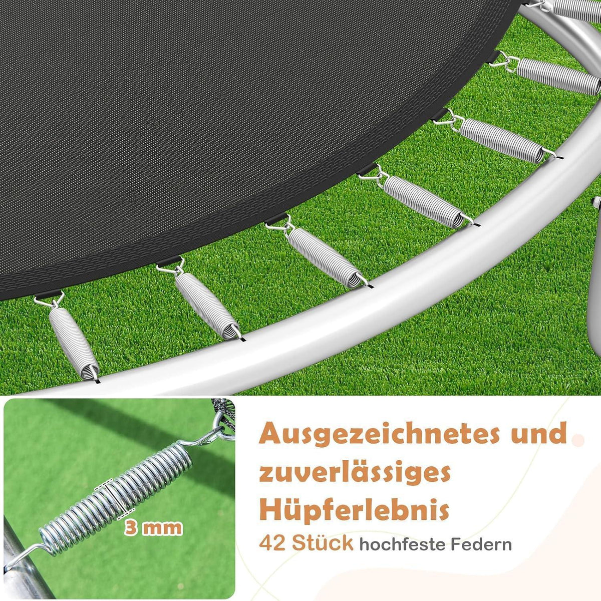 GYMAX Gartentrampolin 244cm mit Sicherheitsnetz & Leiter