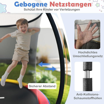 GYMAX Gartentrampolin 244cm mit Sicherheitsnetz & Leiter