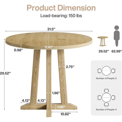 Runder Esstisch Holz 80cm – Perfekt für 2-4 Personen