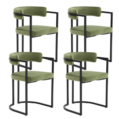 Esszimmerstühle Set 4er – Samt, Grün & Schwarzmetall