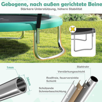 GYMAX Gartentrampolin 244cm mit Sicherheitsnetz & Leiter