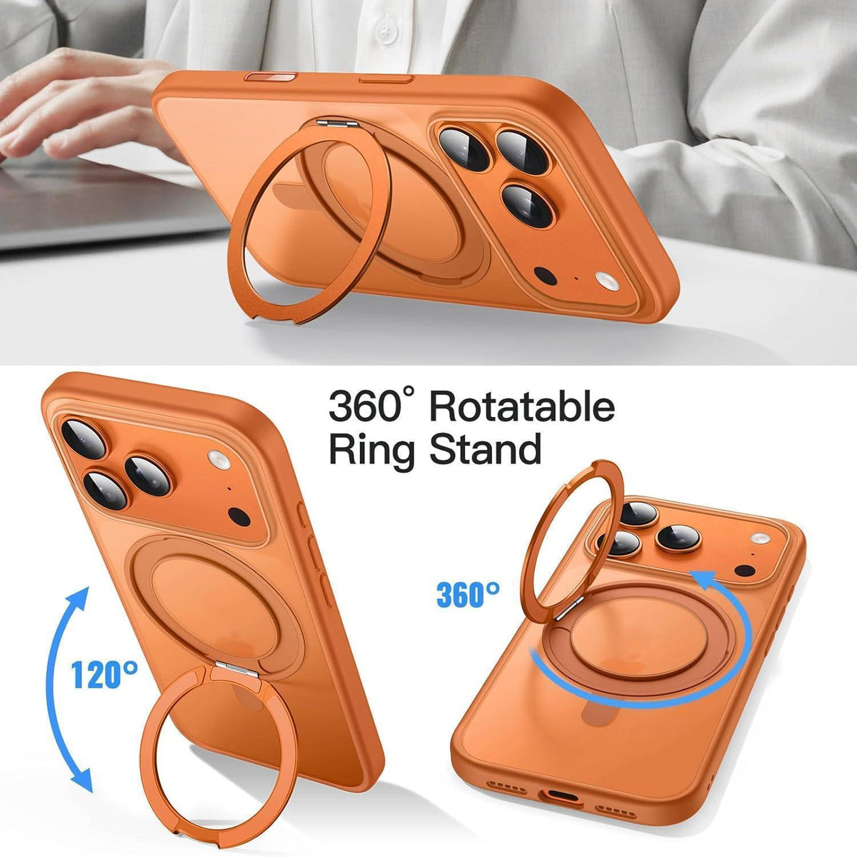 iPhone 17 Pro Hülle mit Ringständer & MagSafe (Orange)