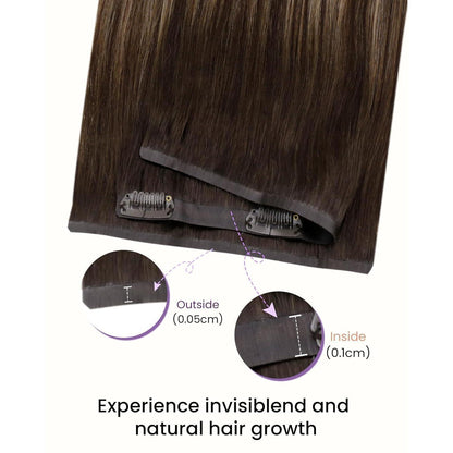 Echthaar Clip-in Extensions Braun Balayage 50cm