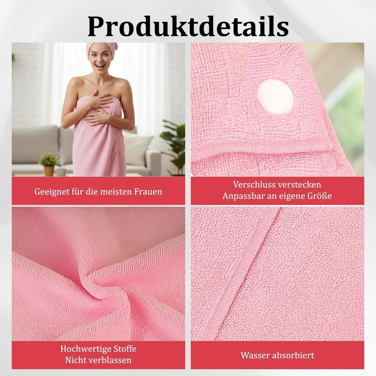Saunahandtuch Damen Pink – Multifunktions Badetuch für Sauna & Reisen