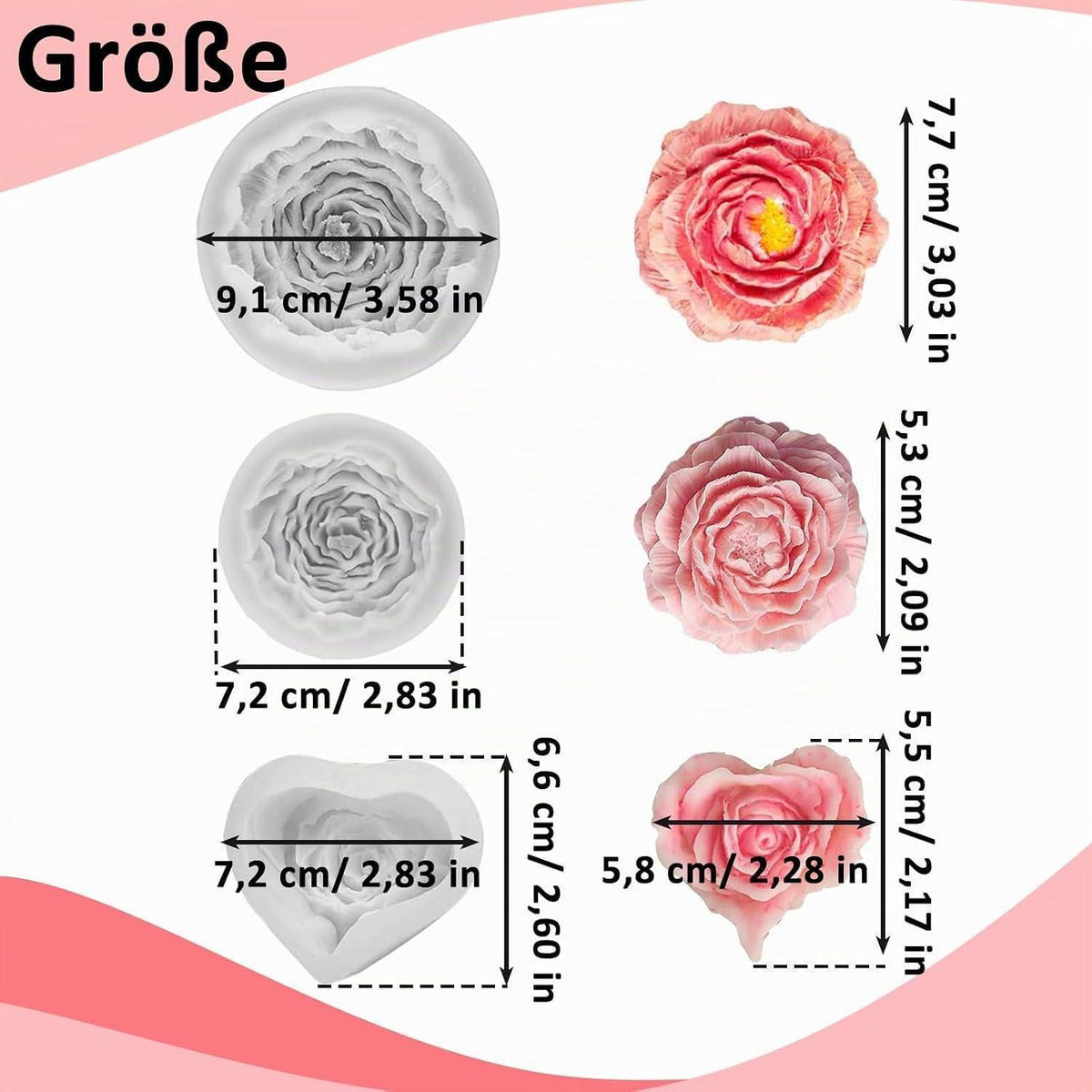 3D Silikonformen Blumen – Kerzen, Seife, Schokolade