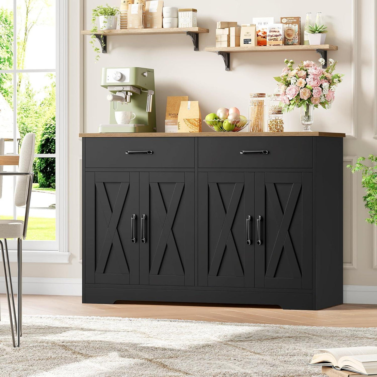 HOCSOK Sideboard 120cm – Küchenschrank mit Arbeitsplatte & Stauraum