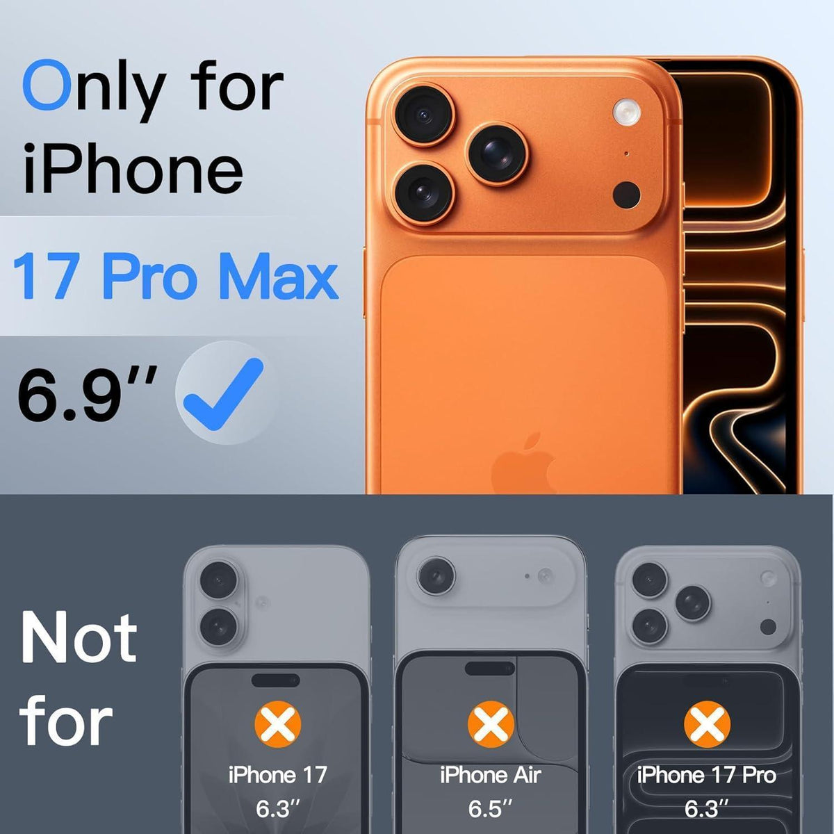 Displayschutz iPhone 17 Pro Max 6,9" mit Kameraschutz, Sichtschutz