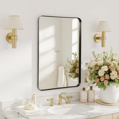 Wandspiegel Schwarz 100x75cm – Moderner Badezimmer Spiegel