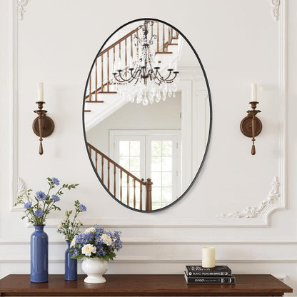 Oval Wandspiegel Schwarz 91x61cm – Moderner Badezimmer Spiegel