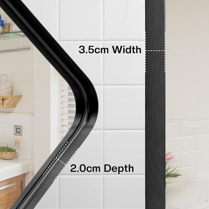 Wandspiegel Schwarz 90x60cm – Moderner Badezimmer Spiegel