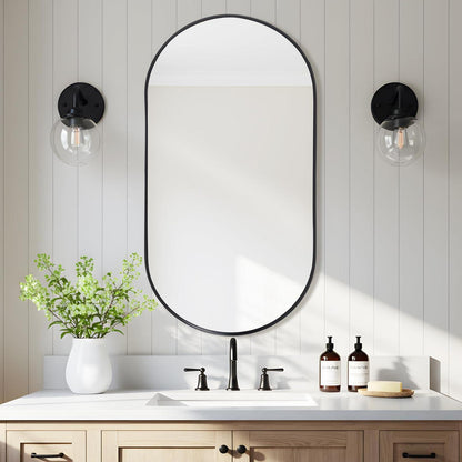 Ovaler Wandspiegel 90x60cm Schwarz – Moderner Badezimmer Spiegel