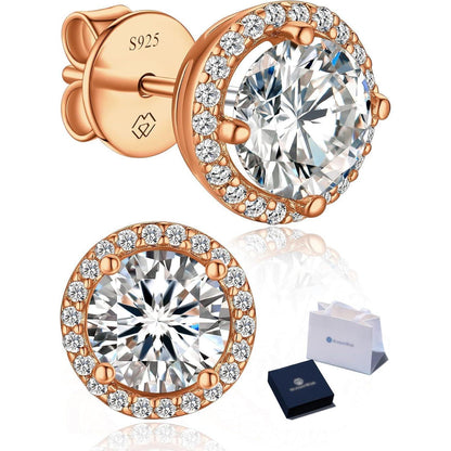 Moissanit Ohrstecker 585 Gold Rosegold Damen Schmuck 0,6 Karat