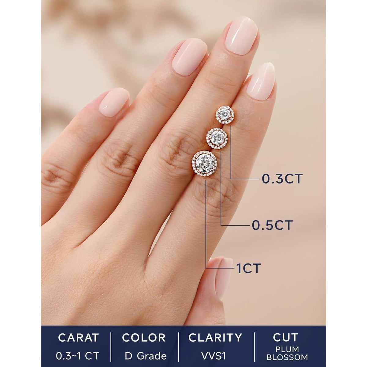 Moissanit Ohrstecker 585 Roségold 2 Karat Halo Silber 925 Damen Geschenk