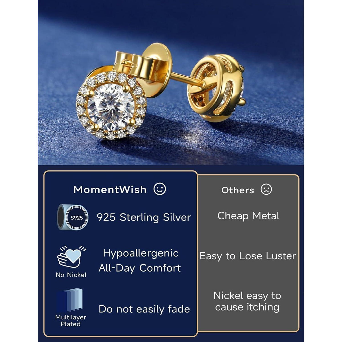 Goldene Moissanit Ohrstecker 585 - Funkelndes Damen Geschenk
