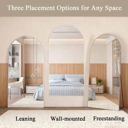 Gewölbter Bodenspiegel 180x80cm – Ankleidespiegel mit Aluminiumrahmen