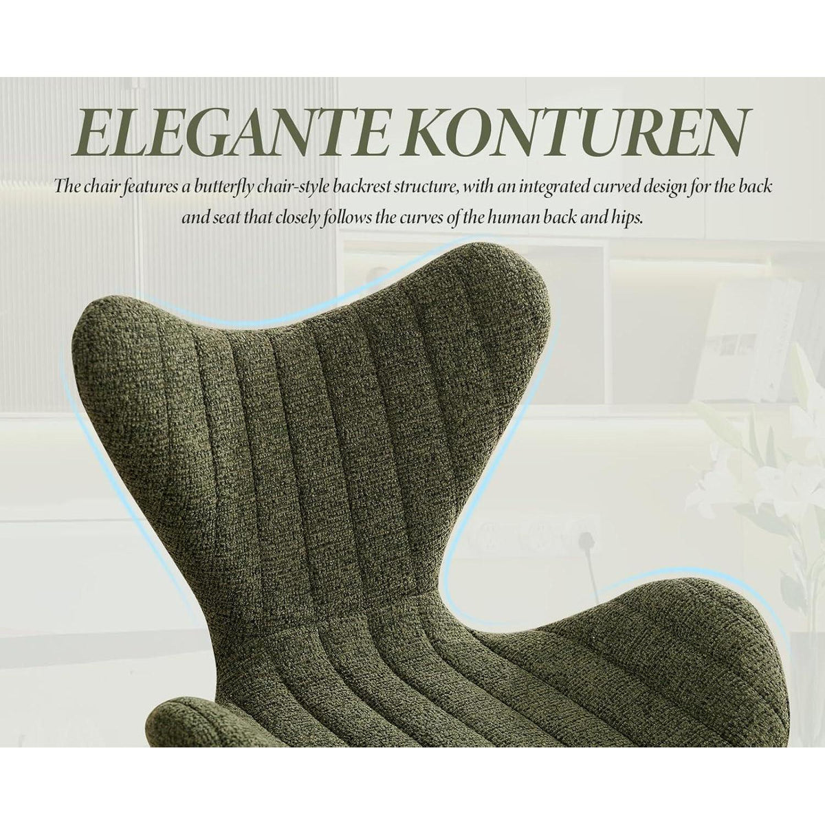 Moderner Barhocker 4er Set mit Chenille & Stepp-Rückenlehne Grün