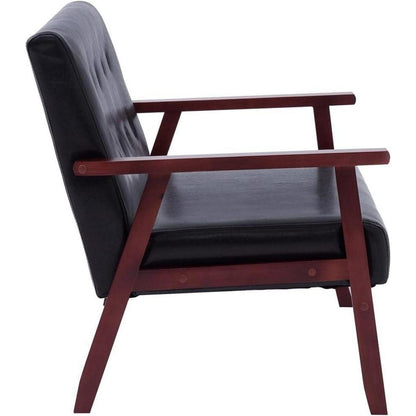 2-Sitzer Sofa Schwarz Kunstleder mit Armlehnen