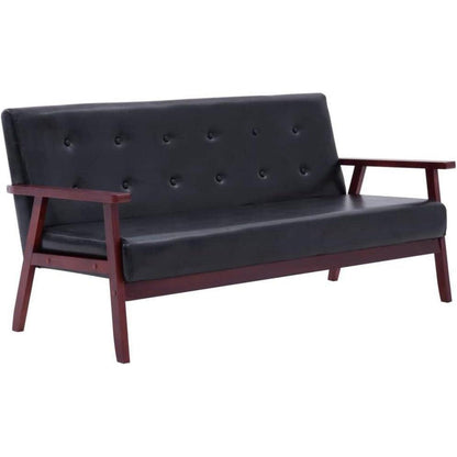 3-TLG. Sofagarnitur Schwarz – Modernes Sofa-Set für Wohnzimmer