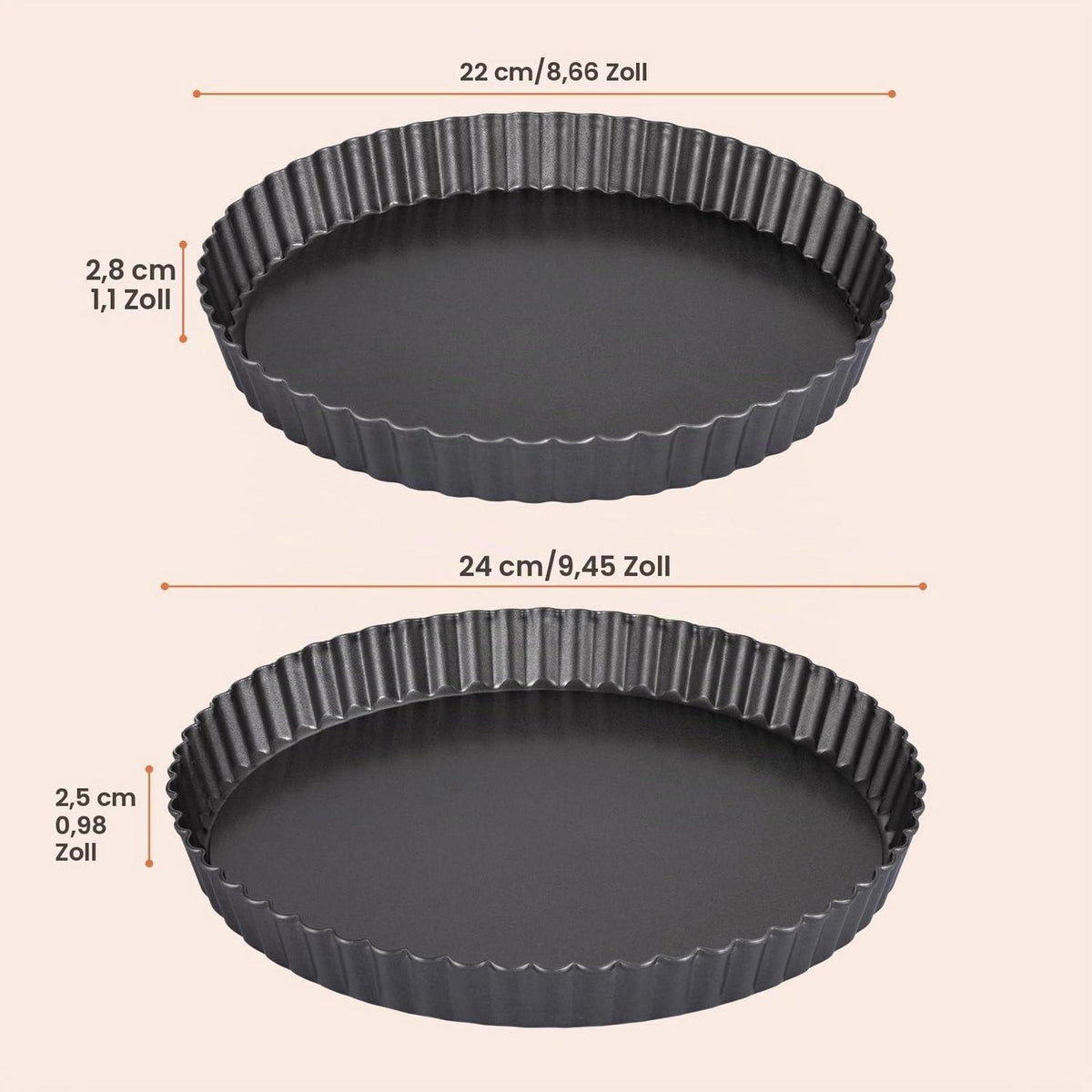 Quicheform Set | 2 Tarteformen mit Hebeboden (22+24cm)