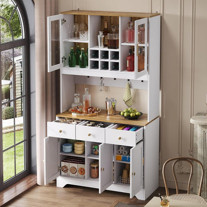 Weißes Sideboard mit Glastüren & Stauraum (94,5x30x175,5cm)