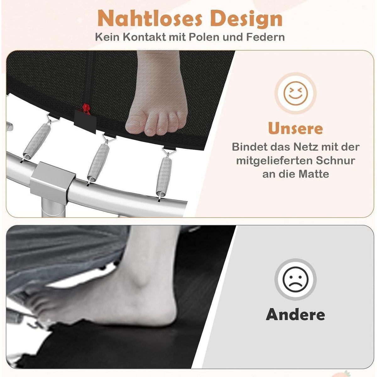 GYMAX Gartentrampolin 305cm mit Sicherheitsnetz & Leiter